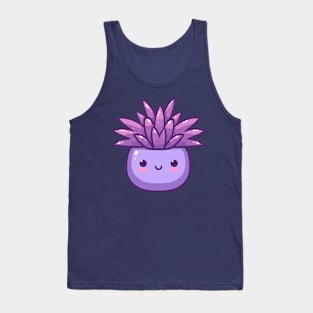 Cute Purple Succulent in a Pot | Kawaii Plant Design with a Smiley | Kawaii Art Tank Top